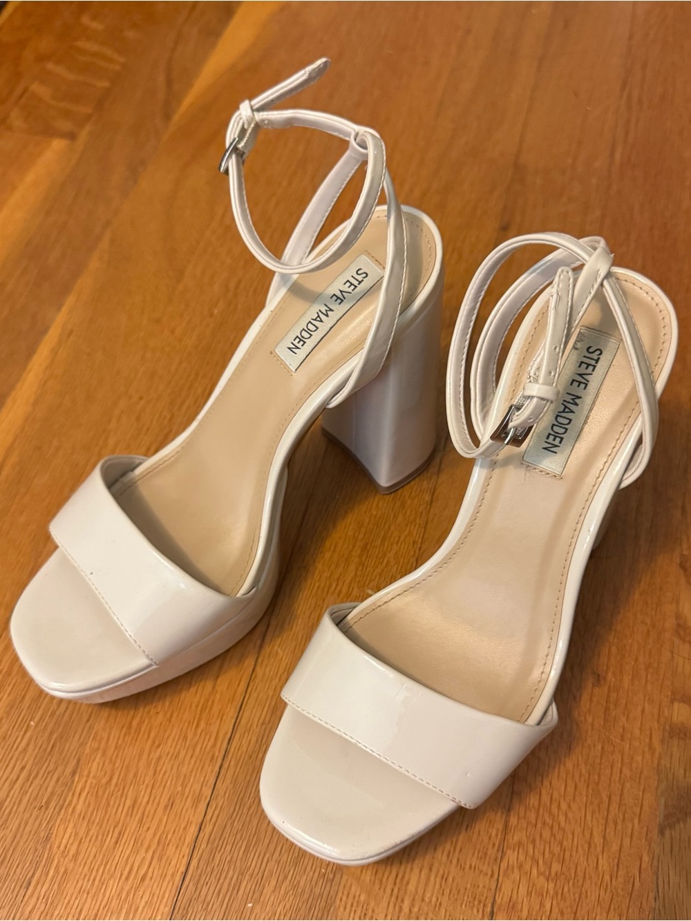 Steve Madden Women's Cream Block Heel Sandals